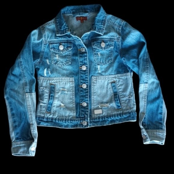 7 For All Mankind Medium Kids Jeans Jacket Shredded | Distressed - Picture 1 of 9